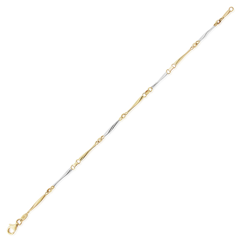 9ct Yellow & White Gold Twisted Bar Link Bracelet