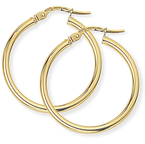 9ct Gold Plain Polished Hoop Earrings