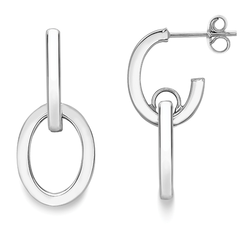 9ct White Gold Double Loop Hoop Earrings