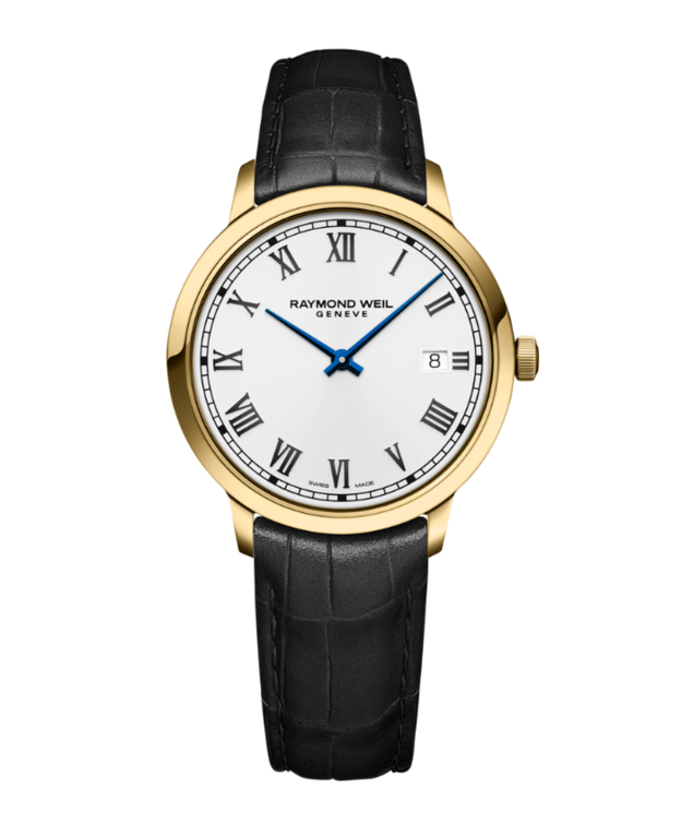 Raymond Weil Toccata White Dial PVD Gold Plated Mens Quartz Watch 39mm 5485-PC-00359