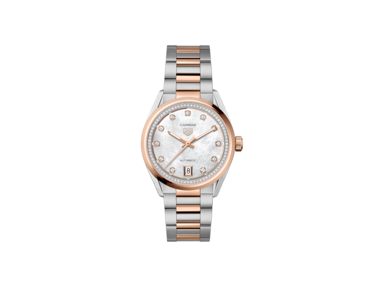 TAG Heuer Carrera Calibre 7 Mother of Pearl Dial Diamond Set Two Tone Womens Watch WBN2351.BD0000