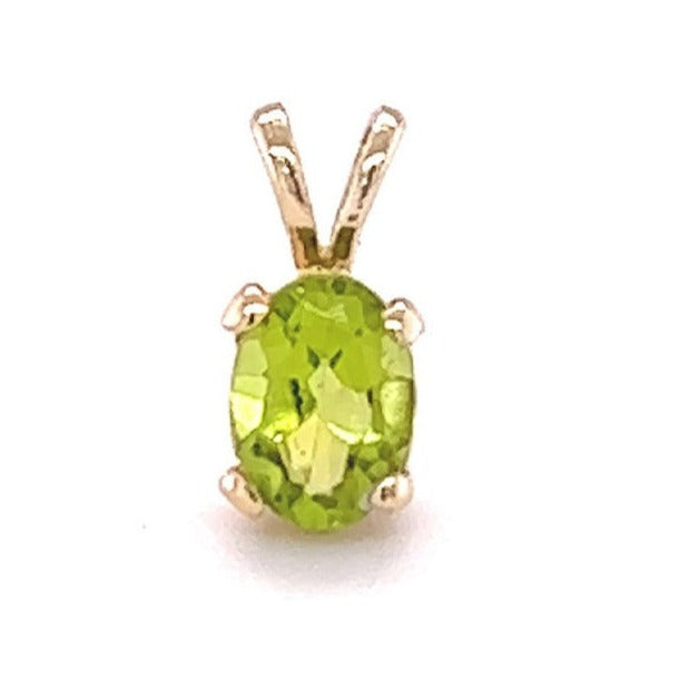 9ct Gold Oval Peridot Claw Set Pendant Necklace