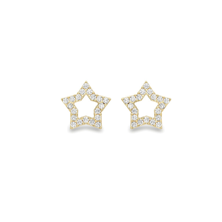 9ct Yellow Gold & Cubic Zirconia Star Stud Earrings