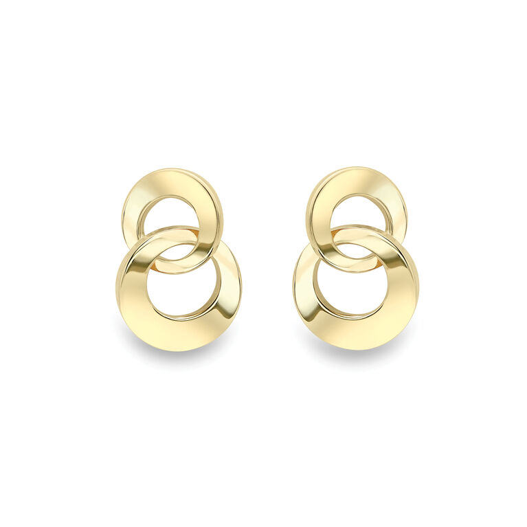 9ct Yellow Gold Double Interlocking Circle Stud Earrings