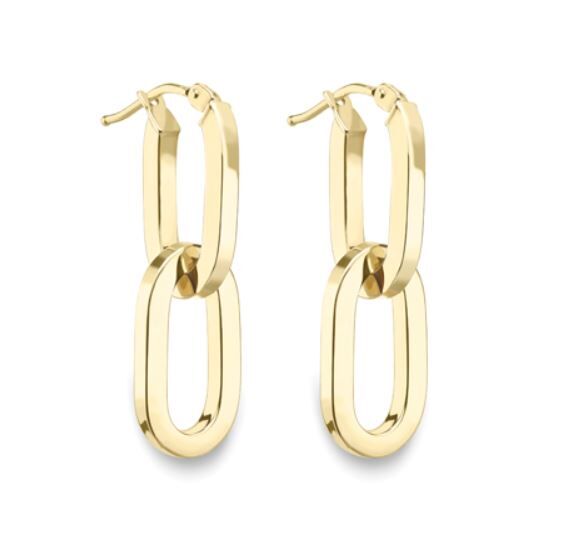 9ct Yellow Gold Double Oval Drop Earrings