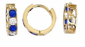 9ct Gold Blue & Clear Cubic Zirconia Set Hoop Earrings