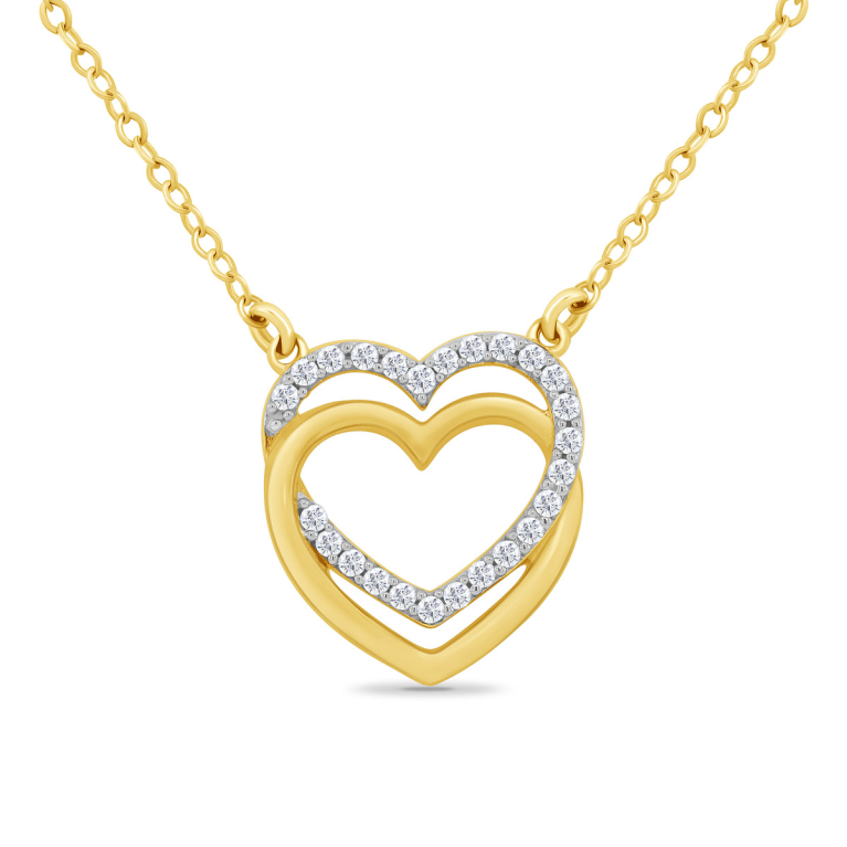 Diamond I Love You Heart Necklace 1/5 ct tw 10K Two-Tone Necklace 18